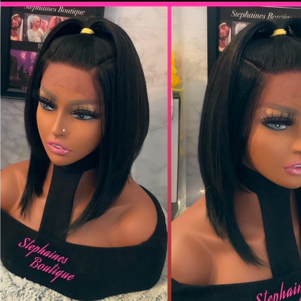 Human Hair blended ponytail lace front wig